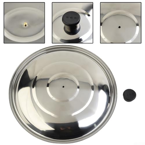 babominimer Edelstahl-Kochtopf und Wok-Deckel, 32 cm, übliche Pfannenabdeckung für Bratpfannen, Milchtöpfe und Aufläufe, langlebige Topfabdeckung mit schwarzem Kunststoffknauf, spülmaschinenfest (36 von babominimer