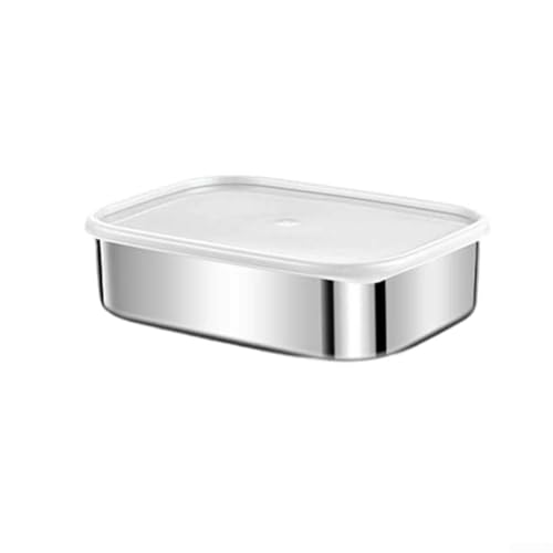 babominimer Edelstahl-Snackbox mit transparentem Silikondeckel, auslaufsichere Lebensmittel-Aufbewahrungsbox für Picknick, Camping, Mittagessen, Vorbereitung, Aufbewahrungsbox (600 ml) von babominimer