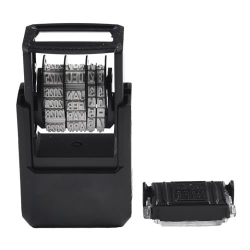 babominimer Einstellbarer Datumsstempel für Trodat 4810, selbstfärbender Gummistempel, Mini-Datum, 20 x 3,8 mm, schwarze Tinte, Ersatzkissen, kompatibel mit Bürobedarf (englischer Kalender, Schwarz) von babominimer