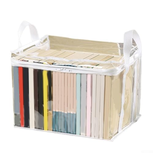 babominimer Faltbare Buch-Aufbewahrungsbox für Studenten und Zuhause, transparenter, wasserdichter Kunststoffbehälter für Klassenzimmer, Schlafsaal oder Büro, platzsparendes Design (Grau, M) von babominimer