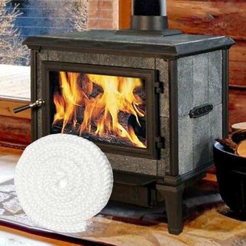 babominimer Fiberglas-Ofentürdichtungsseil mit Klebstoff-Set, hitzebeständiges Feuerseil für Holzofen, Kamine, Kamin, Kessel und industrielle Ofentüren (2,5 m x 8 mm) von babominimer