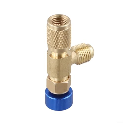 babominimer Fluorid-Sicherheitsventil für Klimaanlagen, R22 R410A, Messing-Adapter-Anschluss für HVAC-Installationswerkzeuge, Einhandbedienung, 68 mm (R410 unten R22) von babominimer