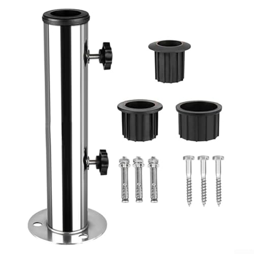 babominimer Garten-Sonnenschirm-Basis-Set, Metall-Bodenhülse, Stützsystem, Edelstahl, Sonnenschirmständer für Terrasse, Rasen, Terrasse und Außenbereich (Dreiloch) von babominimer