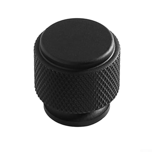 babominimer Gerändelter Schrankknauf, mattschwarz, Aluminiumlegierung, Einlochgriff für Küchenschrank, Tür, Schrank, Schublade, Schrank und Badezimmermöbel, 20 x 25 mm oder 25 x 25 mm (835 Schwarz) von babominimer