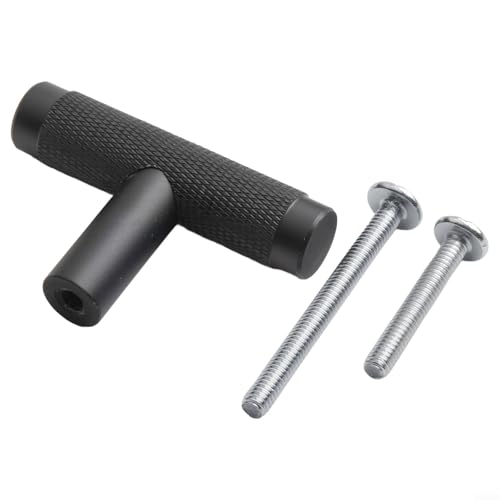 babominimer Gerändelter T-Stangenschrankknauf, Aluminium-Türgriff für Küchenschrank und Schublade, moderner strukturierter Griff mit M4 x 25 mm Schraube für einfache Installation zu Hause (schwarz) von babominimer
