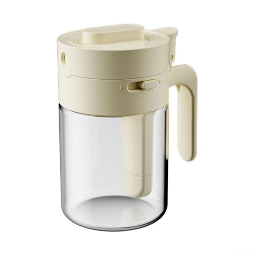 babominimer Gewürzbehälter aus klarem Glas mit Löffel, luftdichtes Gewürzglas mit aufrechtem Deckel und bequemem Griff für Küche, ABS und Glas, quadratisches Design für (cremefarben) von babominimer