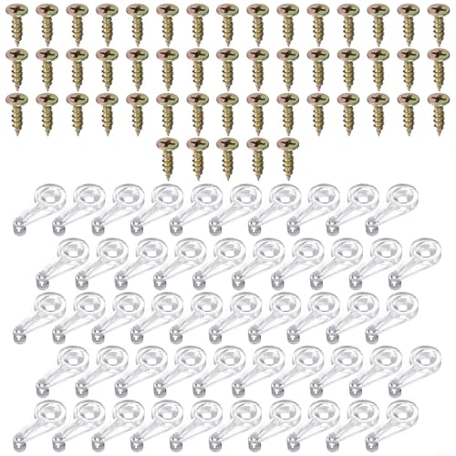 babominimer Glashalter-Clips-Set, 25 mm, transparente Kunststoff-Glasschrank-Clips mit Schrauben für 4 mm Glas oder Spiegel, sichere Montage, Verwendung in Schränken, 50 Stück von babominimer