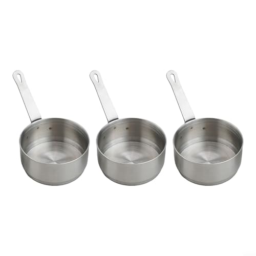 babominimer Kleine Stielkasserolle aus Edelstahl zum Kochen und zur Teezubereitung, langlebige gebürstete Oberfläche, Kochtopf mit glattem Rand, hohe Widerstandsfähigkeit (3) von babominimer