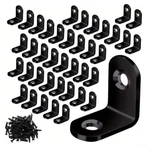 babominimer L-Halterungen aus Edelstahl, klein, rechtwinklig, mit 80 Schrauben, robuste Metallbeschläge für Möbel, Regale, Holzverstärkung und (30 mm), 40 Stück von babominimer