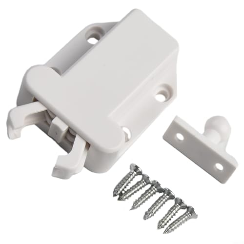 babominimer Loft Luke Schnappschloss, 3 kg, Push-Latch Press-to-Open Schrankverschluss mit verstellbarem Gegenstück für Dachbodentür oder Schrankverkleidung, Schwarz/Weiß (Weiß) von babominimer