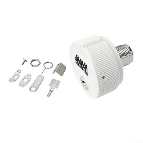 babominimer Mechanisches Zahlenschloss mit Schlüssel, 3-stelliges Passwort-Sicherheitsschloss für Schränke, Schubladen, Aktenschränke, Doppeltürschloss, Zinklegierung und ABS (20 mm, weiß) von babominimer