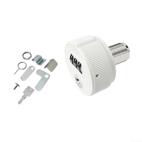 babominimer Mechanisches Zahlenschloss mit Schlüssel, 3-stelliges Passwort-Sicherheitsschloss für Schränke, Schubladen, Aktenschränke, Doppeltürschloss, Zinklegierung und ABS (40 mm, weiß) von babominimer