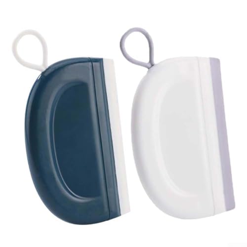 babominimer Mini-Duschabzieher Set für Badezimmerglas, Duschwände und Türen, 2 Stück, weiße und grüne Silikonwischer, für streifenförmige Reinigung von Spiegeln, von babominimer