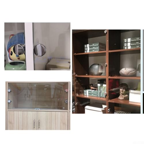 babominimer Mini-Glasschrankscharnier mit rundem Kopf, dämpfendem Hydraulikpuffer, Metall- und Kunststoff-Glastürscharnier für Küchenschrank, Weinschrank, Büro oder Hotel (gerade Biegung) von babominimer