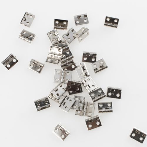 babominimer Mini-Türscharniere mit Schrauben, 8 x 10 mm, vermessingtes Kupfer, kleine Scharniere für 1/12 Puppenhaus-Miniaturmöbel, Schmuckkästchen-Reparatur, Schränke, Schränke, 20 Stück von babominimer
