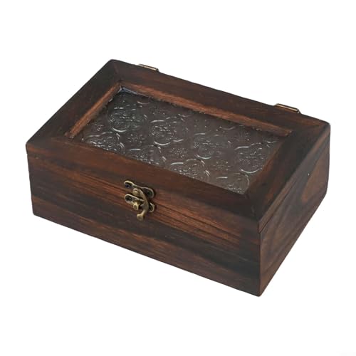 babominimer Nordic Retro Massivholz Begonie Blume Glas Desktop Aufbewahrungsbox Dekorative Aufbewahrungsbox Handgefertigter Schmuck Kosmetikbehälter Geschnitzte Schmuckaufbewahrungsbox Heimdekoration von babominimer