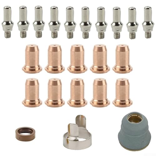 babominimer Plasmabrenner Verbrauchsmaterialien-Set für CUT60 Plasmaschneider-Teile – Schneidelektrodenspitzen-Düsen-Topf-Set 0,9 mm, 1,1 mm, Schweißzubehör (23 Stück 0,9 mm Kit) von babominimer