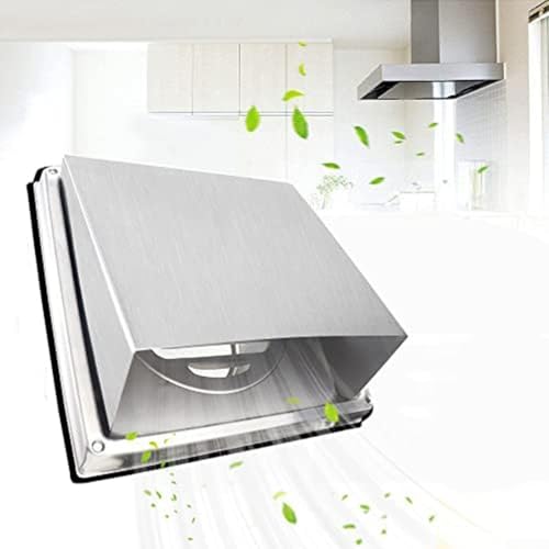 babominimer Quadratische Abluftventilator-Abdeckung aus Edelstahl mit Lamellengitter und Netzschutz für Wandkanalbelüftung, Außen- oder Inneneinsatz im Badezimmer, (125 mm) von babominimer