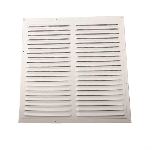 babominimer Quadratische Lüftungsgitterabdeckung aus Aluminiumlegierung – weißes Metall-Lüftungsgitter mit integriertem Nylon-Netz für Wand- oder Deckenöffnungen, rostfrei im Innenbereich (400 x 400 von babominimer