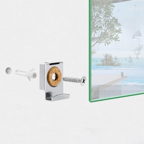 babominimer Rahmenloses Badezimmer-Spiegel-Montageset aus Edelstahl mit verstellbaren Glasklemmen und Schrauben, rostfreie, wasserdichte, robuste Halterungen für 4–6 mm Glasscheiben von babominimer