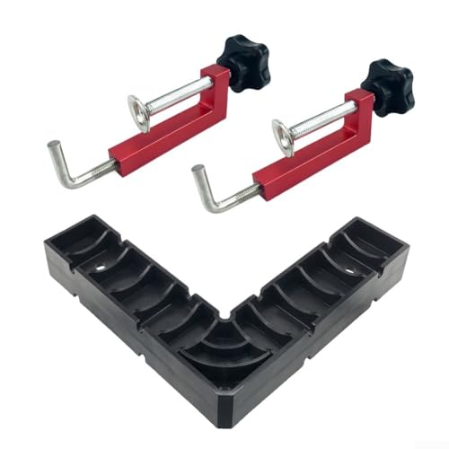 babominimer Rechtwinkliges Eck-Klemmblock-Set mit 2 Holzbearbeitungsklemmen, Aluminiumlegierung, Konstruktion für Tischlerprojekte, 200 x 200 mm (rot) von babominimer