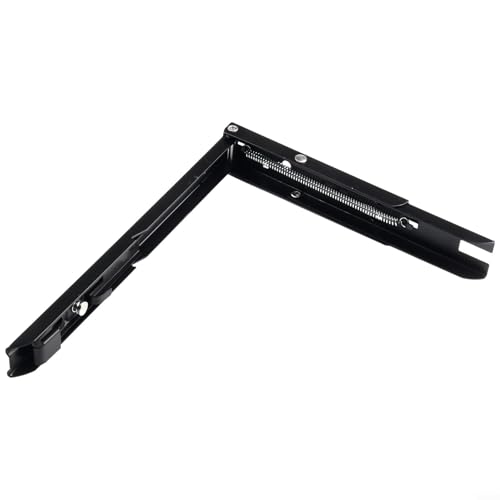 babominimer Robuste klappbare Regalhalterungen für E-Schienen und X-Tracks, zusammenklappbare, hochfeste Stahl-Wandhalterungsscharniere, platzsparende Tisch- oder Werkbankstütze, Schwarz (25,4 cm) von babominimer