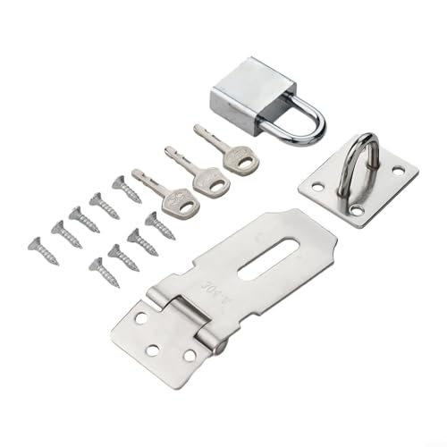 babominimer Robuster Edelstahl-Sicherheits-Türriegel mit Schlüsseln, rostfreies, gebürstetes Finish, Vorhängeschloss für Schuppen, Tor, Schrank, Schublade, Spind, von babominimer