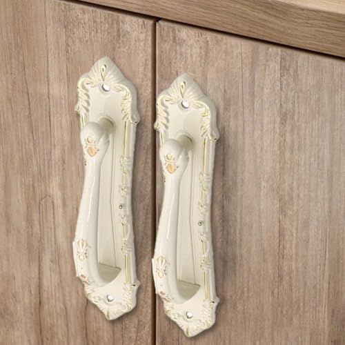 babominimer Robuster Scheunentürgriff, antikes Kupfer-Finish, rustikale Legierung, Ziehgriff für Holz-Scheunentüren, Schränke und Kleiderschränke, rostfrei, großes freiliegendes Design mit (Weiß 160) von babominimer