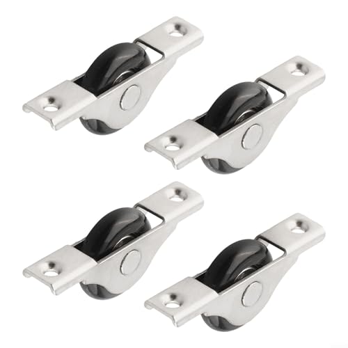 babominimer Rollen für Schranktüren aus Nylon und Metall, 6,5 x 1,3 cm, Schwarz, für Kleiderschrank und Möbel, 4 Stück von babominimer