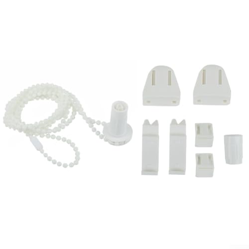 babominimer Rollo-Montage-Set mit 17-mm-Klammern, Kupplung und 200 cm Perlenkette, langlebige Kunststoff-Ersatzteile für Innen- und Außenfenster und Jalousien von babominimer