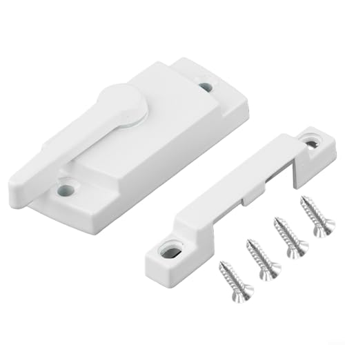 babominimer Schiebeschloss aus Zinklegierung, 60 x 25 mm, weiße Oberfläche, mit dichtem Nockenhaken und Anti-Bolzen für ein- oder doppelt hängende Fenster, Druckgusskonstruktion, sichere Passform von babominimer