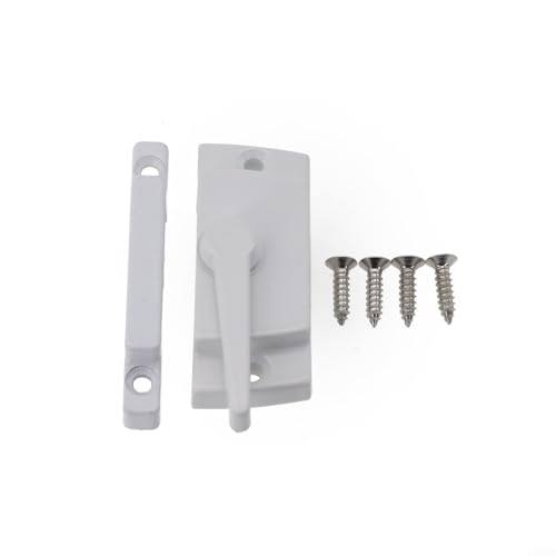 babominimer Schiebeschloss aus Zinklegierung, 60 x 25 mm, weiße Oberfläche, mit dichtem Nockenhaken und Anti-Bolzen für ein- oder doppelt hängende Fenster, Druckgusskonstruktion, sichere Passform von babominimer