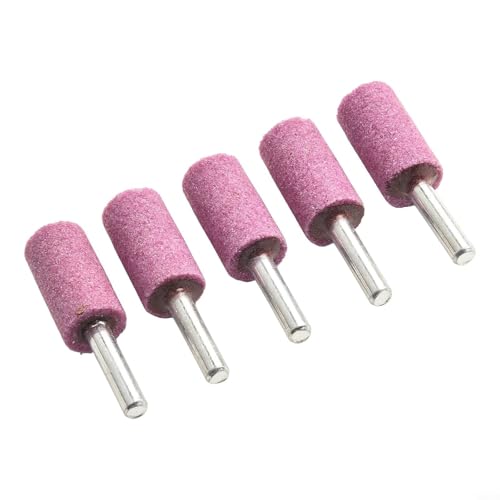 babominimer Schleifsteinzylinder-Set mit 6 mm Schaft, für Drehwerkzeuge, 5 Chromkorund-Schleifsteine für Metall, Holz und Jade-Polieren, Formen und (6 x 16 Stück) von babominimer