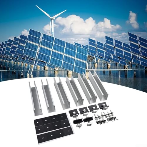 babominimer Solarmodul-Montageschiene und Klemmen-Set, Aluminiumlegierung, PV-Modul-Halterungssystem mit End- und Mittelklemmen für 30 mm oder 35 mm Rahmen, Flachdach oder Boden (Set 2 (für 30 mm)) von babominimer