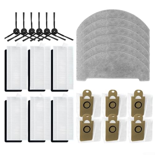 babominimer Staubsauger-Ersatzteil-Set, kompatibel mit RV1 Pro und RV1 Pro Max, 6 Seitenbürsten, 6, 6 Wischtücher, 6 Staubbeutel, dauerhaftes ABS und Nylon von babominimer