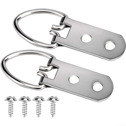 babominimer Strapazierfähiges D-Ring-Bilderaufhänger-Set mit Edelstahlschrauben, Doppelloch-Design für sichere Wandmontage von Rahmen, Kunstwerken, Fotos und Leinwand, 10 oder 50 (2 Löcher, 10 Stück) von babominimer