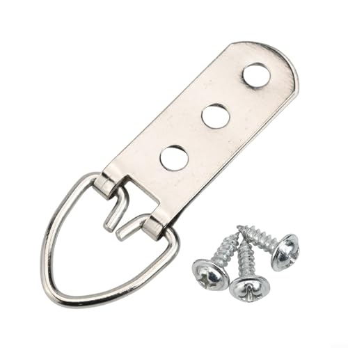 babominimer Strapazierfähiges D-Ring-Bilderaufhänger-Set mit Edelstahlschrauben, Doppelloch-Design für sichere Wandmontage von Rahmen, Kunstwerken, Fotos und Leinwand, 10 oder 50 (3 Löcher, 50 Stück) von babominimer