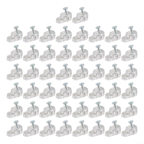 babominimer Transparente Kunststoff-Glasplatten-Halteklammern mit Schrauben, 20 x 11 x 7 mm, Halterungen für 3–4 mm Glas oder Spiegel an Schranktüren, Wänden und Möbeln, 50 Stück von babominimer