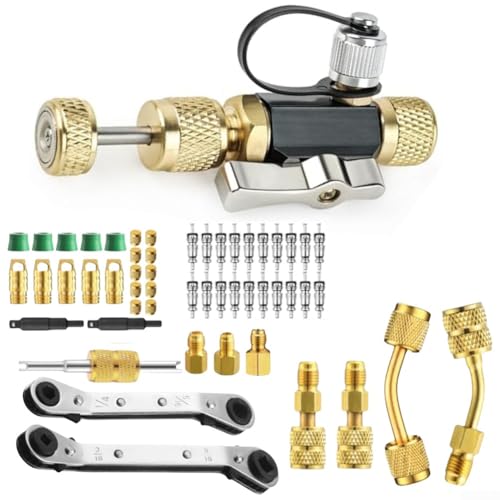 babominimer Vakuumbewerteter Ventilkern-Entferner-Installateur Werkzeug-Set, mit Dual-Reparaturschlüssel, für R410A R22 R12 R407 R404 R32 HVAC, Wartung 4-in-1-Messingstahl babominimer Vakuumbewerteter Ventilkern-Entferner-Installateur Werkzeug-Set, mit Dual-Reparaturschlüssel, für R410A R22 R12 R407 R404 R32 HVAC, Wartung 4-in-1-Messingstahl von babominimer