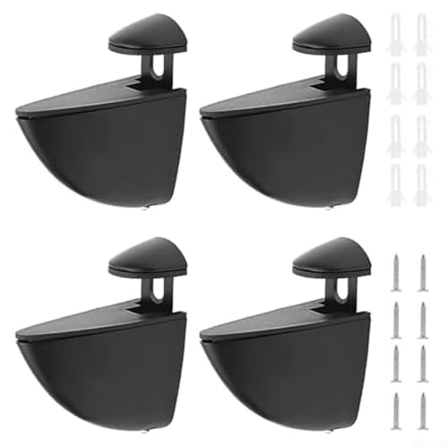 babominimer Verstellbare Glasregalhalterungen, Zinklegierung, Wandhalterung, Stützen mit rutschfestem Silikongriff für 2–8 mm, 2–17 mm, 2–21 mm Dicke, wasserdicht, langlebig, Schwarz, 4 Stück von babominimer