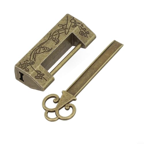 babominimer Vorhängeschloss im antiken chinesischen Stil aus Zinklegierung mit Schlüssel, Vintage-Bronze-Retro-Design für Holzkisten, Koffer oder Schublade, dekoratives und funktionales Schloss für von babominimer
