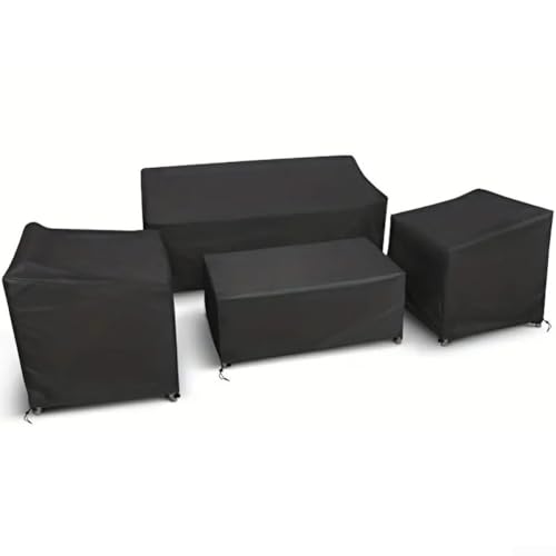 babominimer Wasserdichte, winddichte Gartenmöbel-Abdeckungen, strapazierfähig, 420D Oxford, schwarz, für Gartenstuhl, Sofa und Tisch, 4 Stück (schwarz 200D) von babominimer