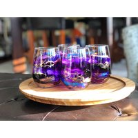 4 Individuell Handbemalte Glassets; Atemberaubend Und Einzigartig Für Ihre Bar. Ideal Hochzeit, Urlaub, Jubiläum, Geburtstagsgeschenk von babpaintedglassware