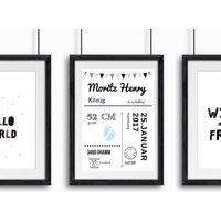 Geburtsposter Personalisiertes Poster Mit Name Geburtsdaten Geschenk Zur Geburt Oder Taufe von babrause