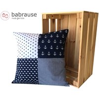 Kissen Mit Name Personalisierbar Anker Blau Patchworkkissen Für Dein Baby Oder Kind von babrause