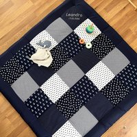 Krabbeldecke Mit Name Personalisierbar Anker Navyblau Krabbelmatte Spielmatte von babrause