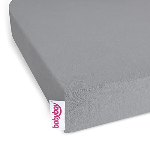 babybay Jersey Spannbetttuch Deluxe Doppelpack passend für Modell Boxspring XXL, grau von babybay