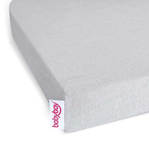 babybay Jersey Spannbetttuch Deluxe mit Membran passend für Modell Original, zartgrau von babybay