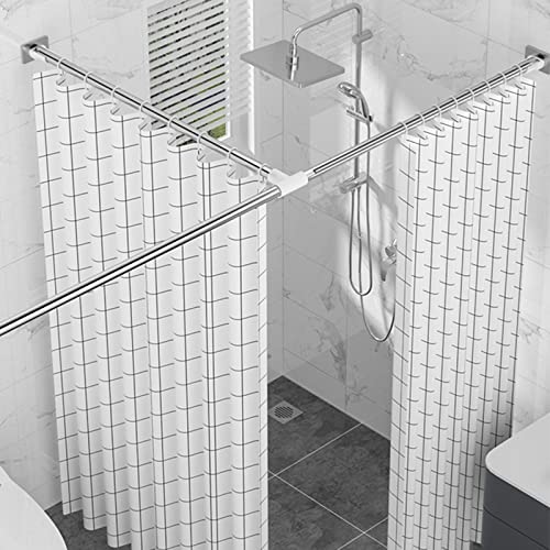 Duschstange edelstahl duschvorhangstange gerade teleskopstange duschvorhangstange verstellbare,Verstellbare T Form, für Badezimmer Dusche Badewanne Umkleidekabinen(Size:D 140-220+110-170cm.) von baceyiove