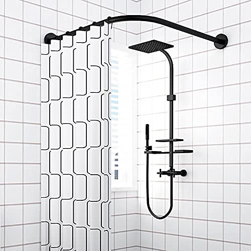 Duschvorhangstange Gebogen L Form Badewanne Edelstahl Duschstange Ecke Badewanne Edelstahl Teleskopstange Eckduschstange für Umkleidekabine70 to 95cm x 125 to 165cm von baceyiove